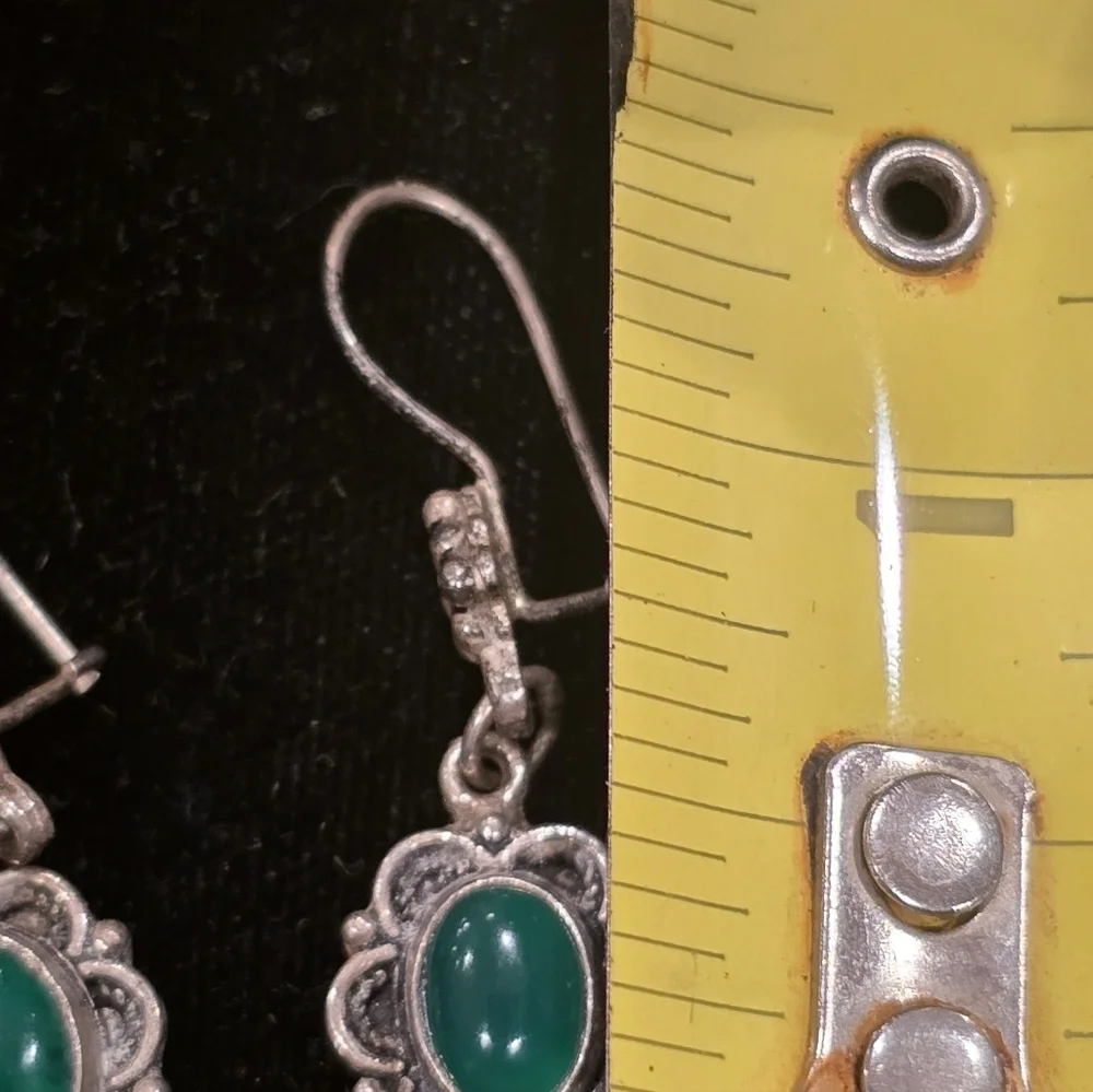 Green Onyx Gemstone Handmade 925 Sterling Silver Earrings